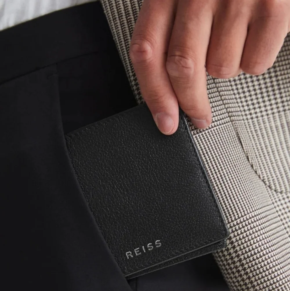 REISS Cabot Leather Wallet, Colour Black, Retail Price $80.00 USD